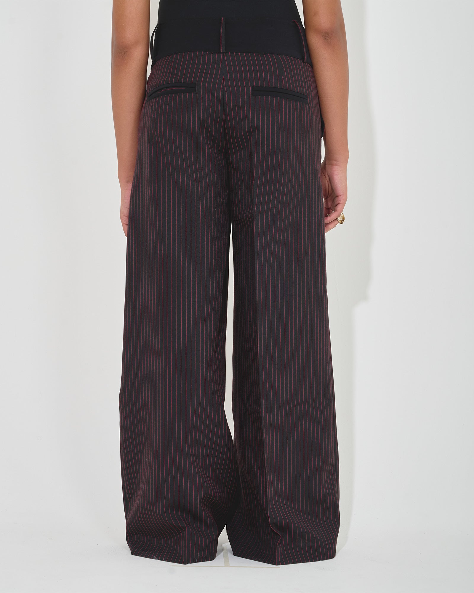 Haute-Line Wide Leg Pinstripe Trousers